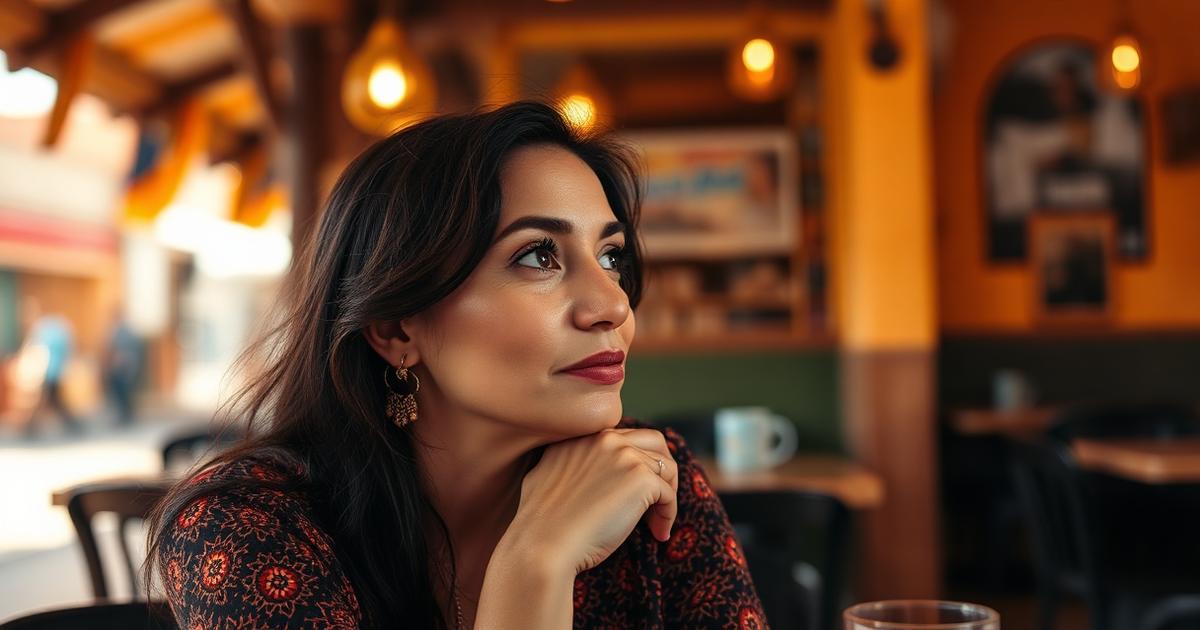 mujer reflexionando sobre la soledad en un cafe de sonora